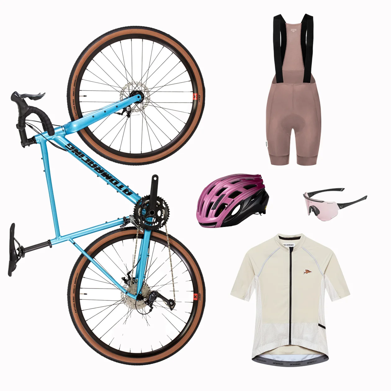 Велосипед Atomracing, "ВелоСтрана"; бибы Fingerscrossed, Velocu; шлем Specialized, Mosgorbike;очки Ekoi, Volga Union; джерси  Cafe du Cycliste, Tri Bike Boutique