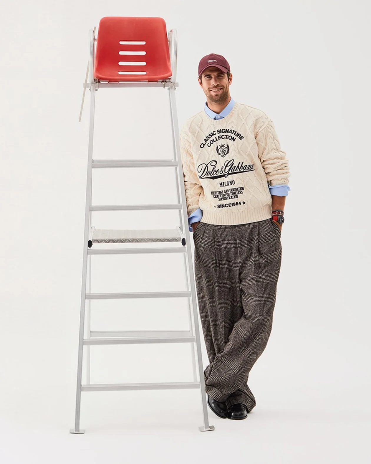 <span style="color:rgb(142,142,142);">Свитер и брюки, Dolce &amp; Gabbana, рубашка, Brioni, лоферы, H’D’S’N Barocco, все ЦУМ; кепка, Wilson; часы, Cvstos.</span>