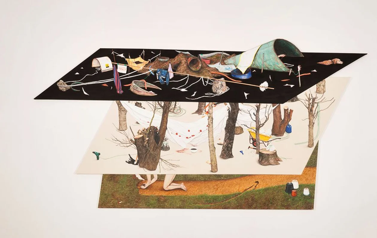 Работы южно­корейской художницы Ли Чинчжу «Три вопроса» (вверху) и «Покидать», 2019, представлены в проекте«Земное/Планетарное»