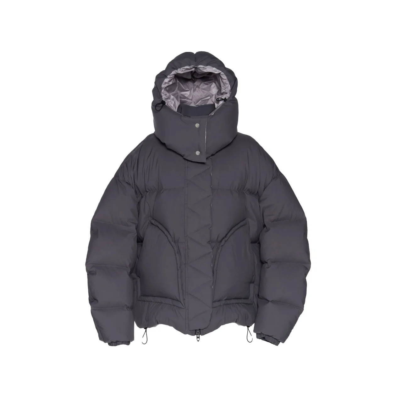 Kakvata — непромокаемый короткий оверсайз-пуховик в матовом цвете «Графит» 2.0