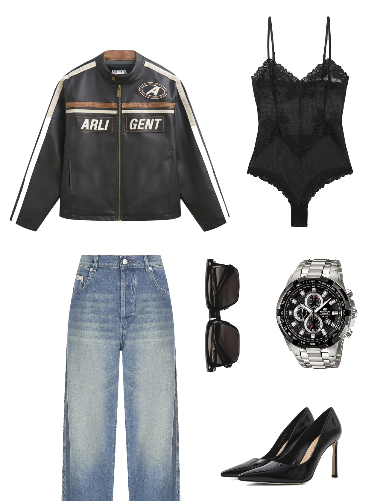 Куртка Arligent, боди Intimissimi; джинсы Moschino, Bosco; туфли MVST, ЦУМ; часы Casio, AllTime, очки JUDA. 