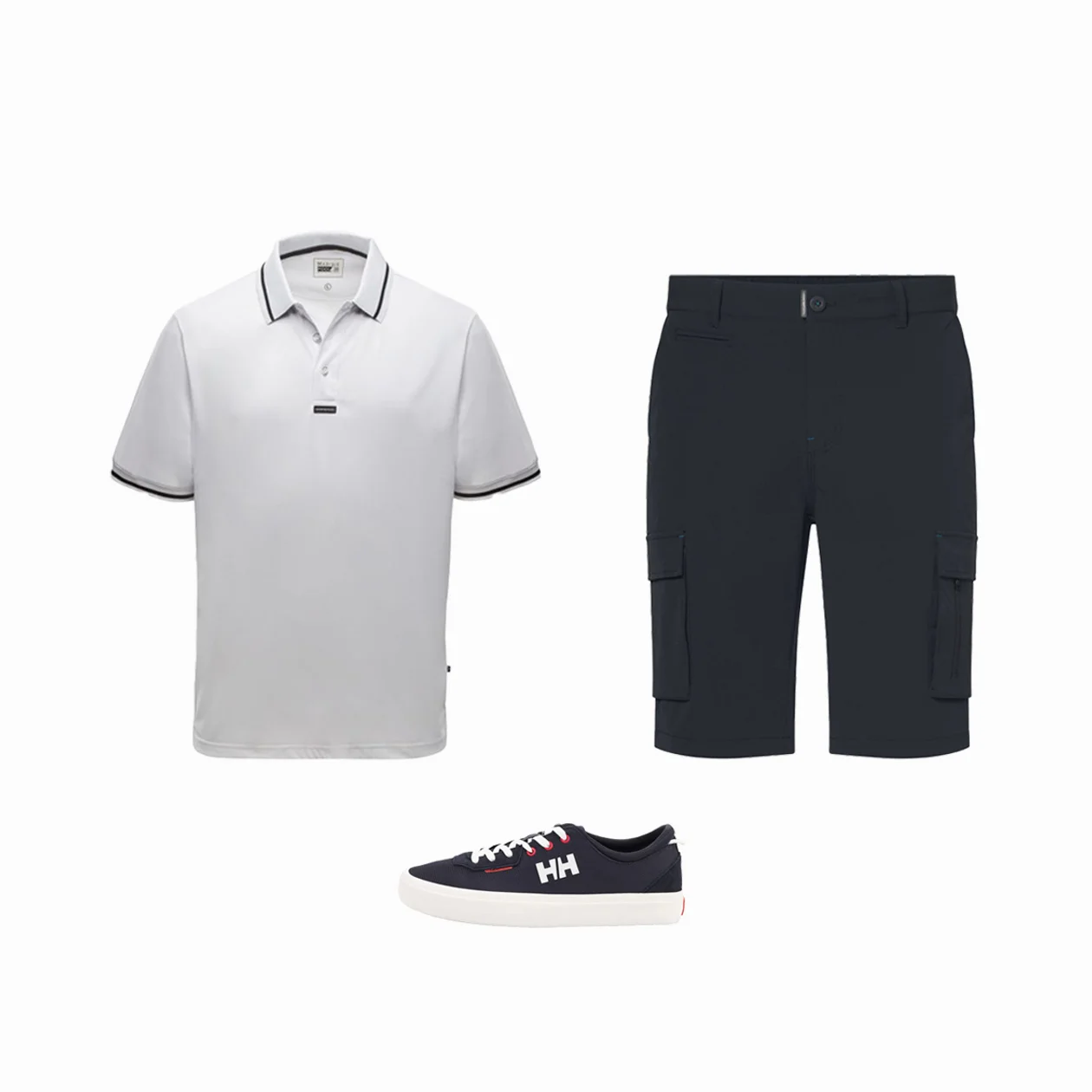 Поло и шорты Marinepool, Fashion marine; кеды Helly Hansen, Lamoda