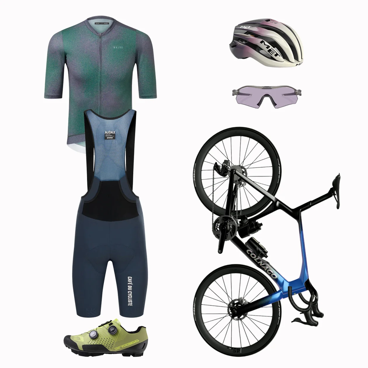 Джерси Ndlss и очки Oakley, Velocu; велотрусы Cafe Du Cycliste, Tri Bike Boutique; велотуфли Gaerne G.Dare, "Кант"; велосипед COLNAGO, World bike; велошлем Met, "ВелоСтрана"