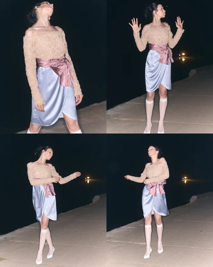 Платье, 928 000 руб., Valentino, ЦУМ; гольфы, Calzedonia; винтажные туфли.
