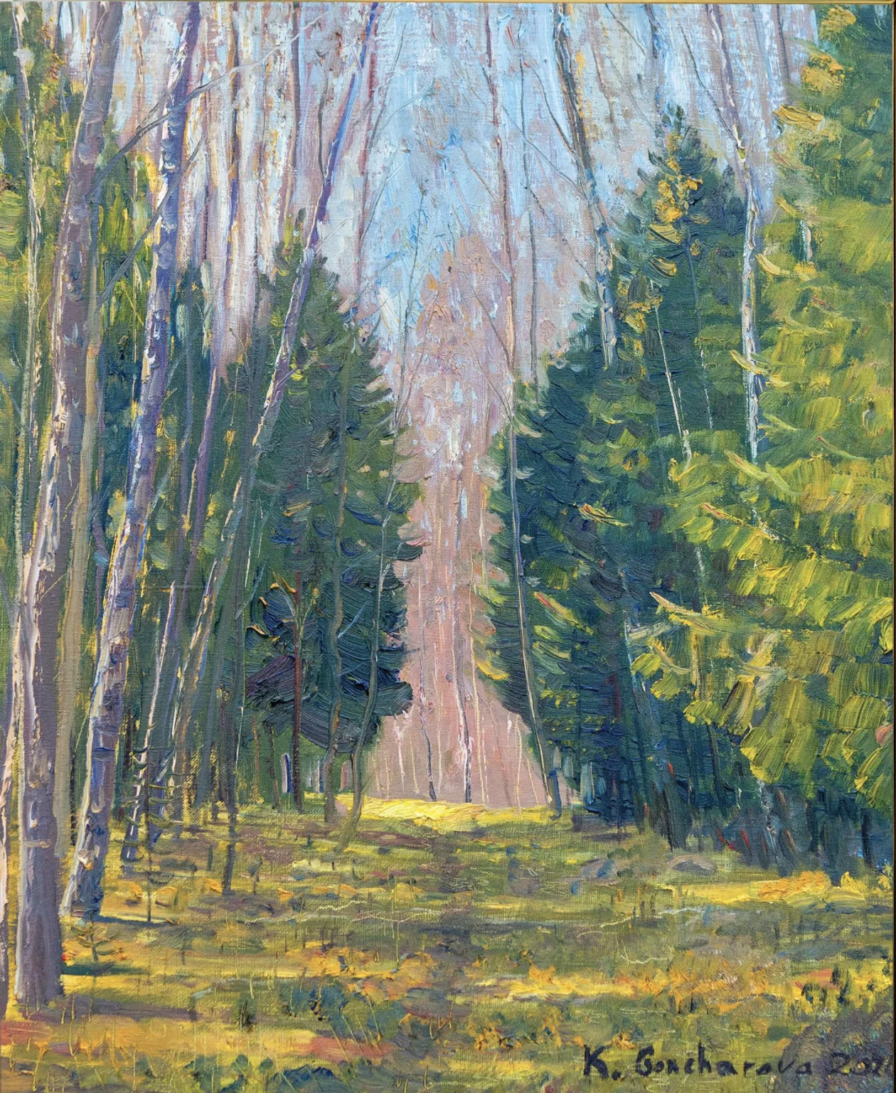 Картина Кати Гончаровой «Весенний лес вблизи Плеса»