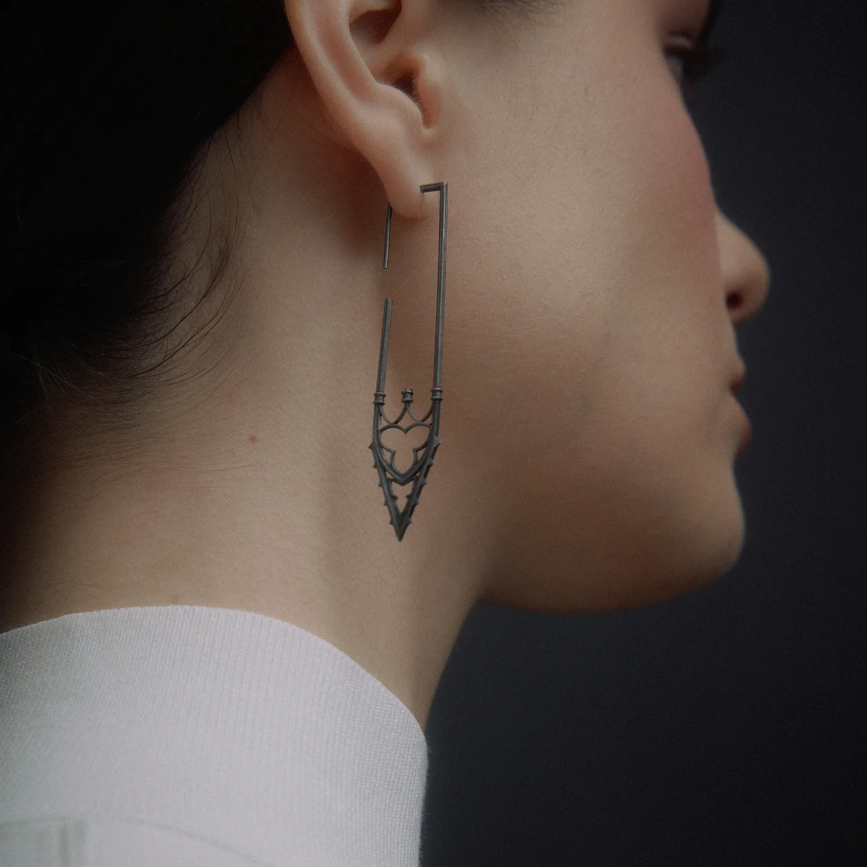 Серьги из черненого серебра «готические арки», Hurudganna